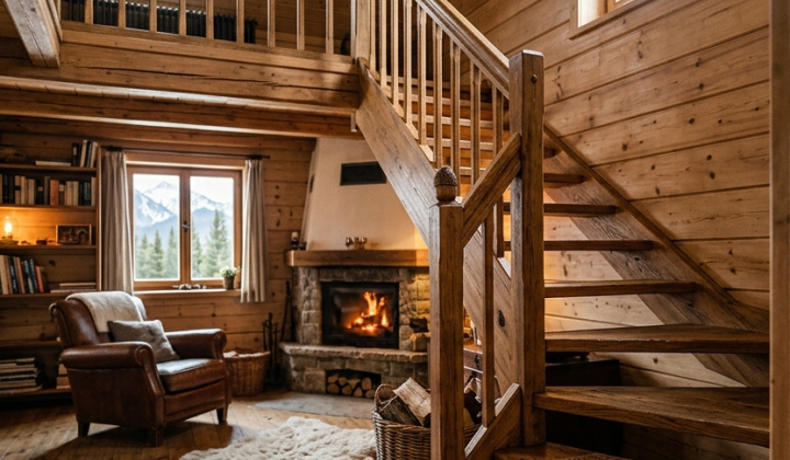 schody na chatu schody do rodinného domu